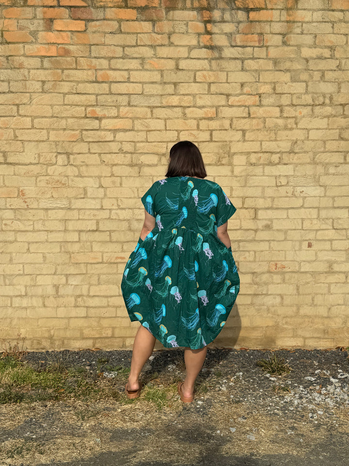 The Jessica Breastfeeding Dress in Green Jellies