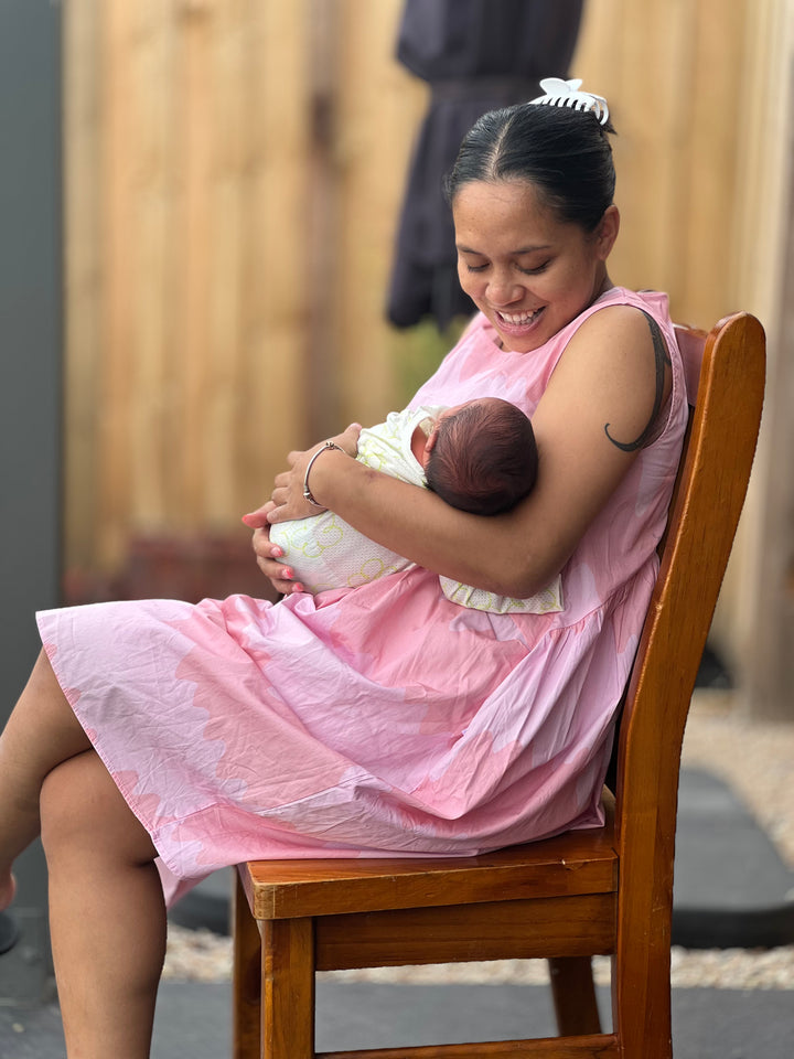 Isla on Vacay Breastfeeding Dress in Pink Waves - FINAL SALE
